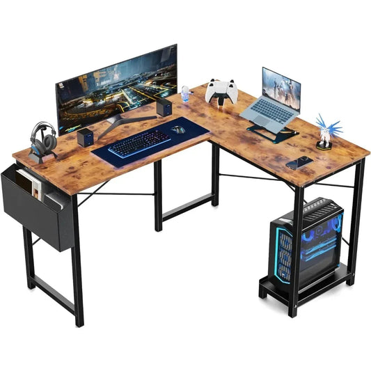 Wood L Shaped Computer Desk